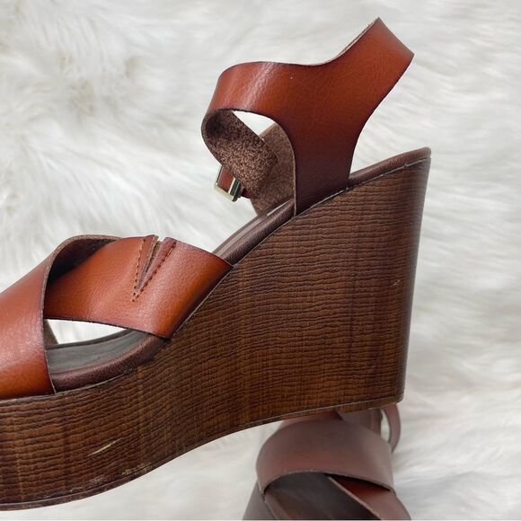 Steve Madden Brown Petrina Wedge Sandal Size 9.5 - Picture 8 of 12